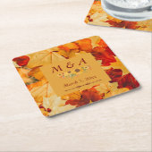 Elegante Red Gold Herbst Leaves Hochzeit Rechteckiger Pappuntersetzer (angewinkelt)