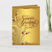 Elegante Red Gold Holly Christliche Weihnachten (Vorderseite)