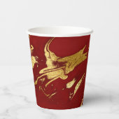 Elegante Red Gold Imitate Marmorwein Weihnachten Pappbecher (Rückseite)