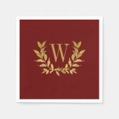 Elegante Red & Gold Moderne Monogram Wedding Serviette (Vorderseite)