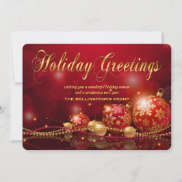 Elegante Red Gold Ornament Corporate Weihnachtskar Feiertagskarte