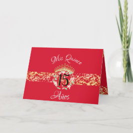 Elegante Red Gold Quinceñera Feier Spanisch Einladung