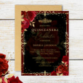 Elegante Red Gold Rose Quinceanera Folieneinladung
