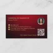 Elegante Red & Gold Skeletton Key Moderner Notar Q Visitenkarte (Rückseite)