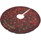 Elegante Red Gold Snowflakes Frohe Weihnachten Polyester Weihnachtsbaumdecke (Schrägansicht)