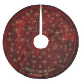 Elegante Red Gold Snowflakes Frohe Weihnachten Polyester Weihnachtsbaumdecke (Vorderseite)