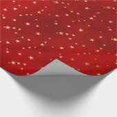 Elegante Red Gold Stars Weihnachten Geschenkpapier (Ecke)