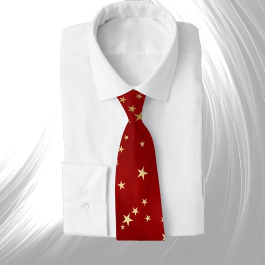 Elegante Red Gold Stars Weihnachten Krawatte