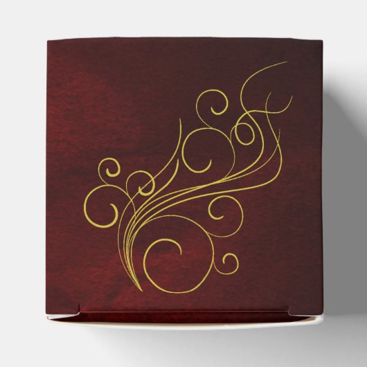 Elegante Red Gold Swirl Gastgeschenk Hochzeit Box Geschenkschachtel (Oben)