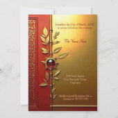 Elegante Red Gold Verzierte Geburtstagsparty Einladung (Rückseite)