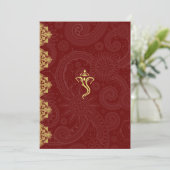 Elegante Red & Gold Vinayaka Wedding Insert Einladung (Stehend Vorderseite)