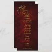 Elegante Red Gold Wedding Menu Rack Card Menükarte (Vorne/Hinten)