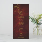 Elegante Red Gold Wedding Menu Rack Card Menükarte (Stehend Vorderseite)
