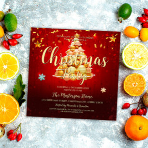Elegante Red Gold Weihnachts- und Feiertagsparty Einladung