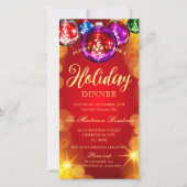 Elegante Red Gold Weihnachtsessen Einladung (Vorderseite)