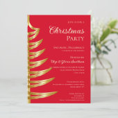 Elegante Red & Gold Weihnachtszeit-Party Einladung (Stehend Vorderseite)