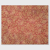 Elegante Red & Gold Wirbel Muster Boho Weihnachten Geschenkpapier (Flach)