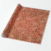 Elegante Red & Gold Wirbel Muster Boho Weihnachten Geschenkpapier (Ungerollt)