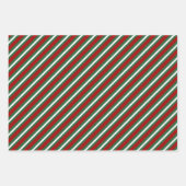 Elegante Red Green Stripes Weihnachten Geschenkpapier Set (Vorderseite 3)