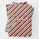 Elegante Red Green Stripes Weihnachten Geschenkpapier Set (Beispiel)