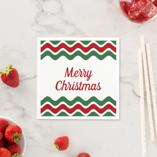 Elegante Red Green Stripes Weihnachten Serviette (Beispiel)