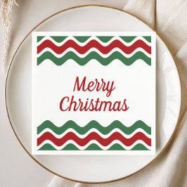 Elegante Red Green Stripes Weihnachten Serviette