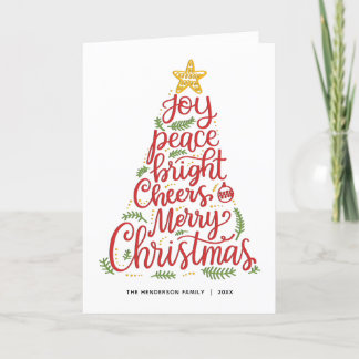 Elegante Red Green Typografy Christmas Card Feiertagskarte