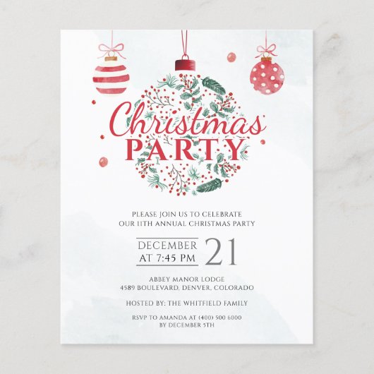 Elegante Red Green Weihnachtsfeier Flyer (Vorne)