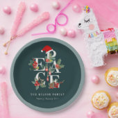 Elegante Red Green White Peace Christmas Foliage Pappteller (Party)