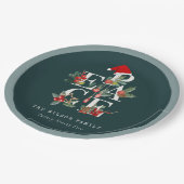 Elegante Red Green White Peace Christmas Foliage Pappteller (Schrägansicht)