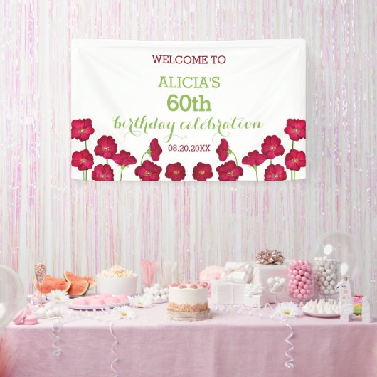 Elegante Red Growing Wildblume Geburtstagsparty Banner (Party)