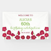 Elegante Red Growing Wildblume Geburtstagsparty Banner (Horizontal)