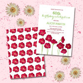 Elegante Red Growing Wildblume Geburtstagsparty Einladung