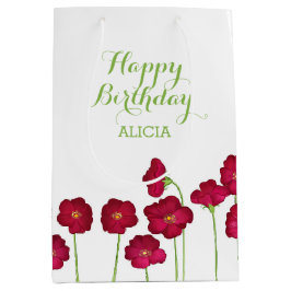 Elegante Red Growing Wildblume Geburtstagsparty Mittlere Geschenktüte