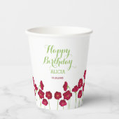 Elegante Red Growing Wildblume Geburtstagsparty Pappbecher (Vorderseite)