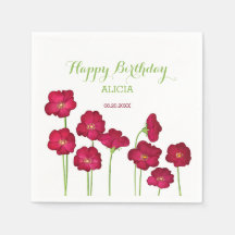 Elegante Red Growing Wildblume Geburtstagsparty