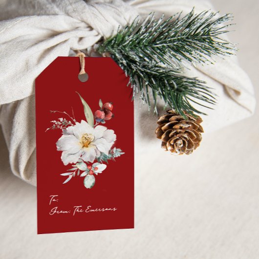 Elegante Red Holiday-Geschenketiketten Geschenkanhänger