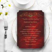 Elegante Red Holly Christmas Einladung