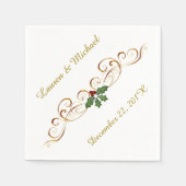 Elegante Red Holly Christmas Serviette (Vorderseite)