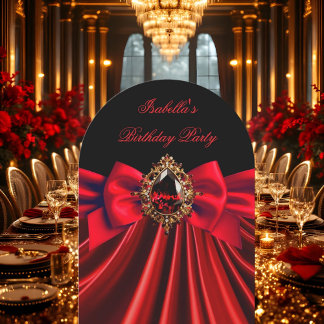 Elegante Red Jewel Black Bow Geburtstagsparty Einladung