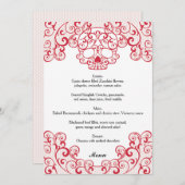 Elegante Red Lace Skull Calavera Wedding Menu Card Menükarte (Vorne/Hinten)