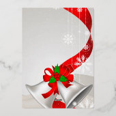 Elegante Red Loop Silver Bells Einladung zu Weihna (Rückseite)