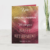 Elegante Red Marble Gold Glitzer Happy Retirement Karte (Vorderseite)