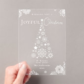 Elegante Red Merry Christmas Tree Snowflakes Acryleinladungen (Insitu (Handheld))