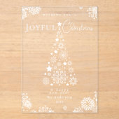 Elegante Red Merry Christmas Tree Snowflakes Acryleinladungen (Vorderseite)