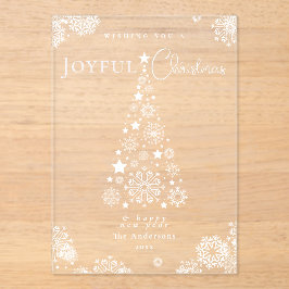 Elegante Red Merry Christmas Tree Snowflakes Acryleinladungen