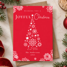 Elegante Red Merry Christmas Tree Snowflakes