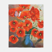 Elegante Red Orange Poppies Blume Fleecedecke (Vorderseite)