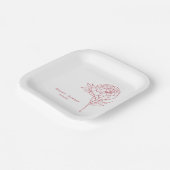 Elegante Red Peony Blume Moderne Hochzeit Pappteller (Gewinkelt)