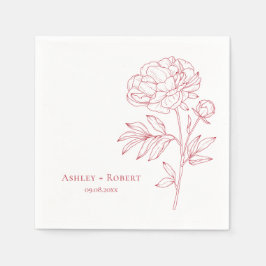 Elegante Red Peony Blume Moderne Hochzeit Serviette